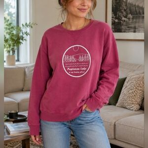 ComfortWash Papineau Lake Graphic Sweatshirt Size S Pink Crewneck Pullover